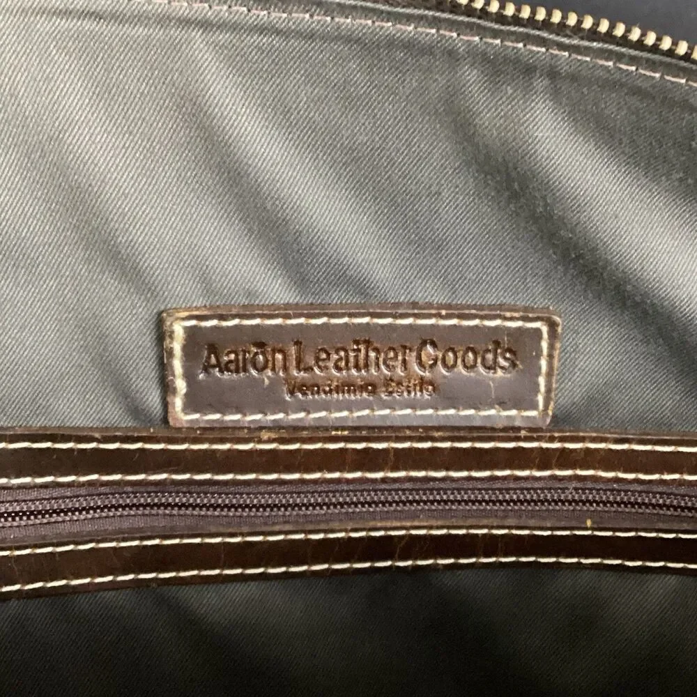 Aaron Leather Goods Duffle Bag Weekender Brown Arezzo Buffalo w/Shoulder Strap